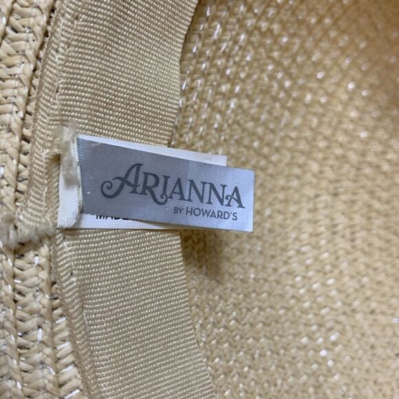Arianna By Howard’s Tan Straw Sunhat With Woven Ribbon and Back Bow Size 58cm - Picture 7 of 13